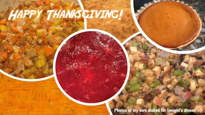 Happy Thanksgiving! Photo medley of author's own dishes.